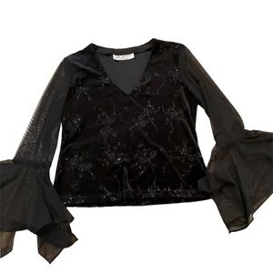 Sparkly V Neck Velvet Top Holiday Dazzle Size M